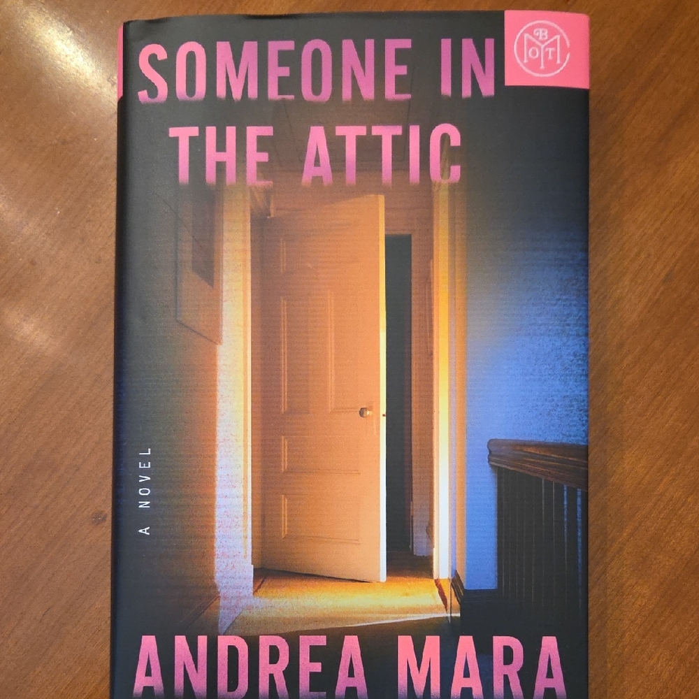 Mystery Novel 'Someone in the Attic' by Andrea Mara - Black and Pink Cover